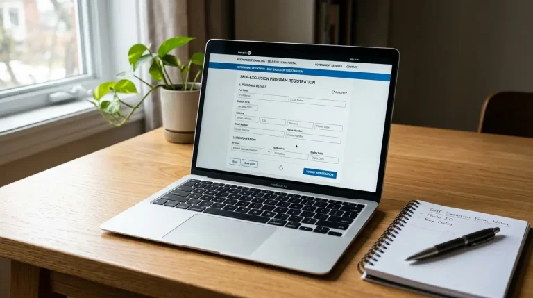 Notebook s otvorenou stránkou pre zápis do registra vylúčených osôb na webe regulátora