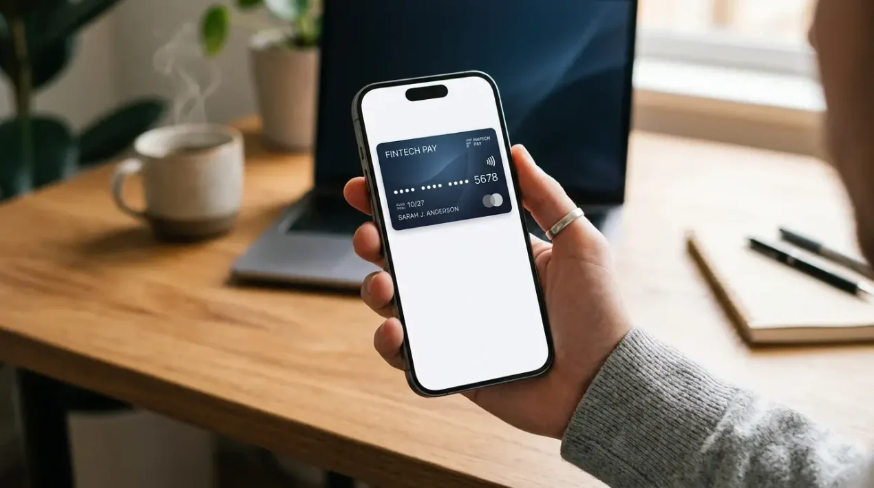 Smartphone zobrazujúci virtuálnu platobnú kartu s číslami v aplikácii