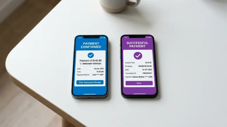 Dva smartphony vedľa seba zobrazujúce platobné rozhrania pri vklade do stávkovej kancelárie